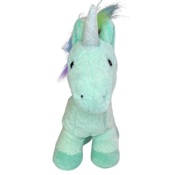 Manhattan Toy Unicorn Plush Mint Green Rainbow Silver Sparkle Heart Stuffed Toy - Picture 5 of 11